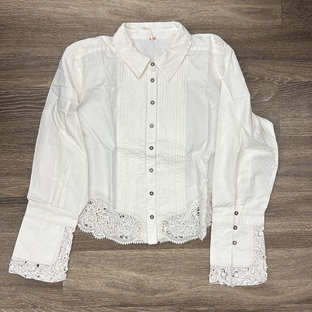 Free People White lace shirt